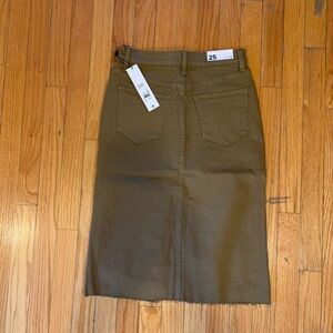 Olive Green Denim Skirt